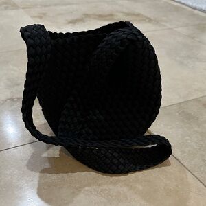 Naghedi Laguna Black Woven crossbody bag purse FLAWLESS